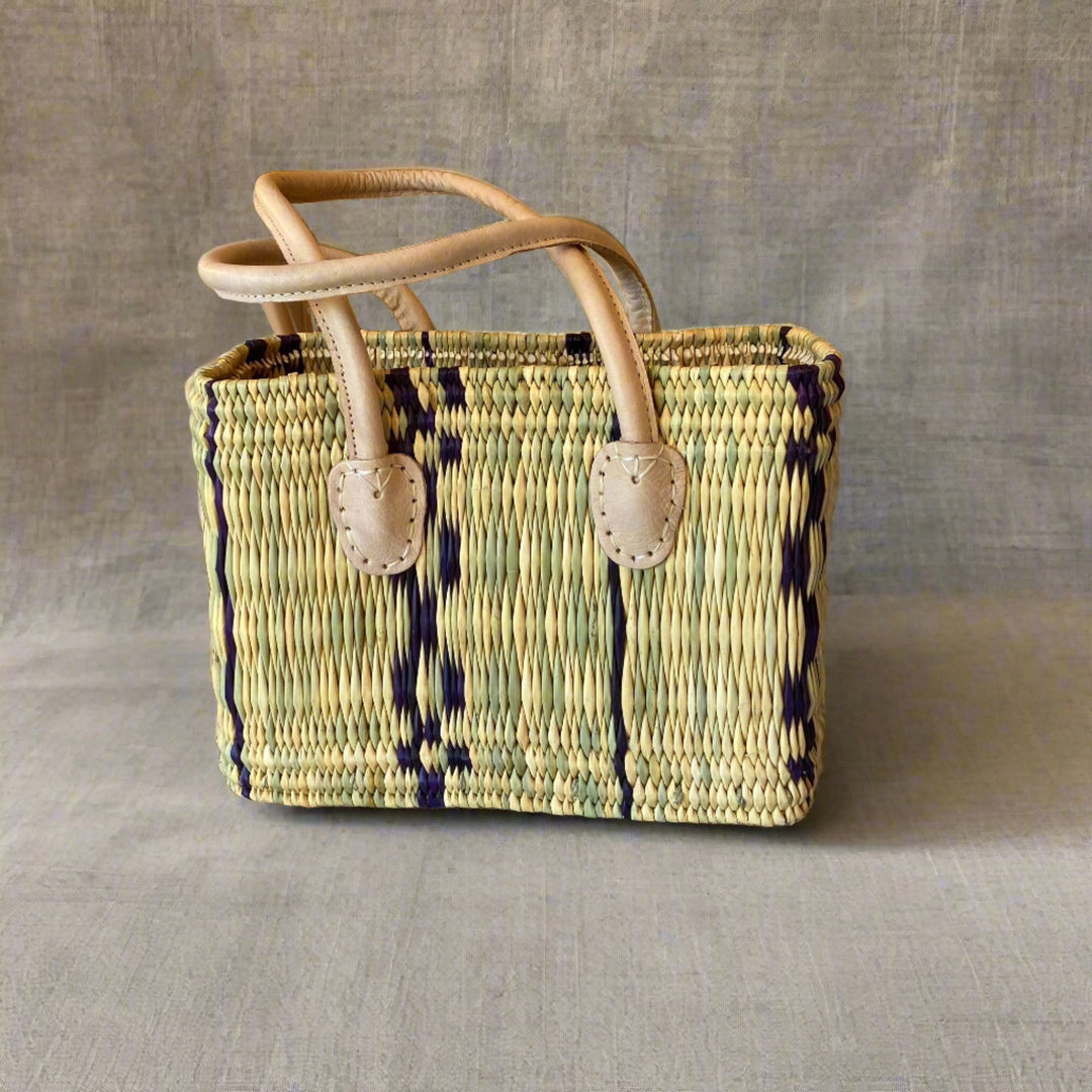 Indigo Striped Market Basket Small