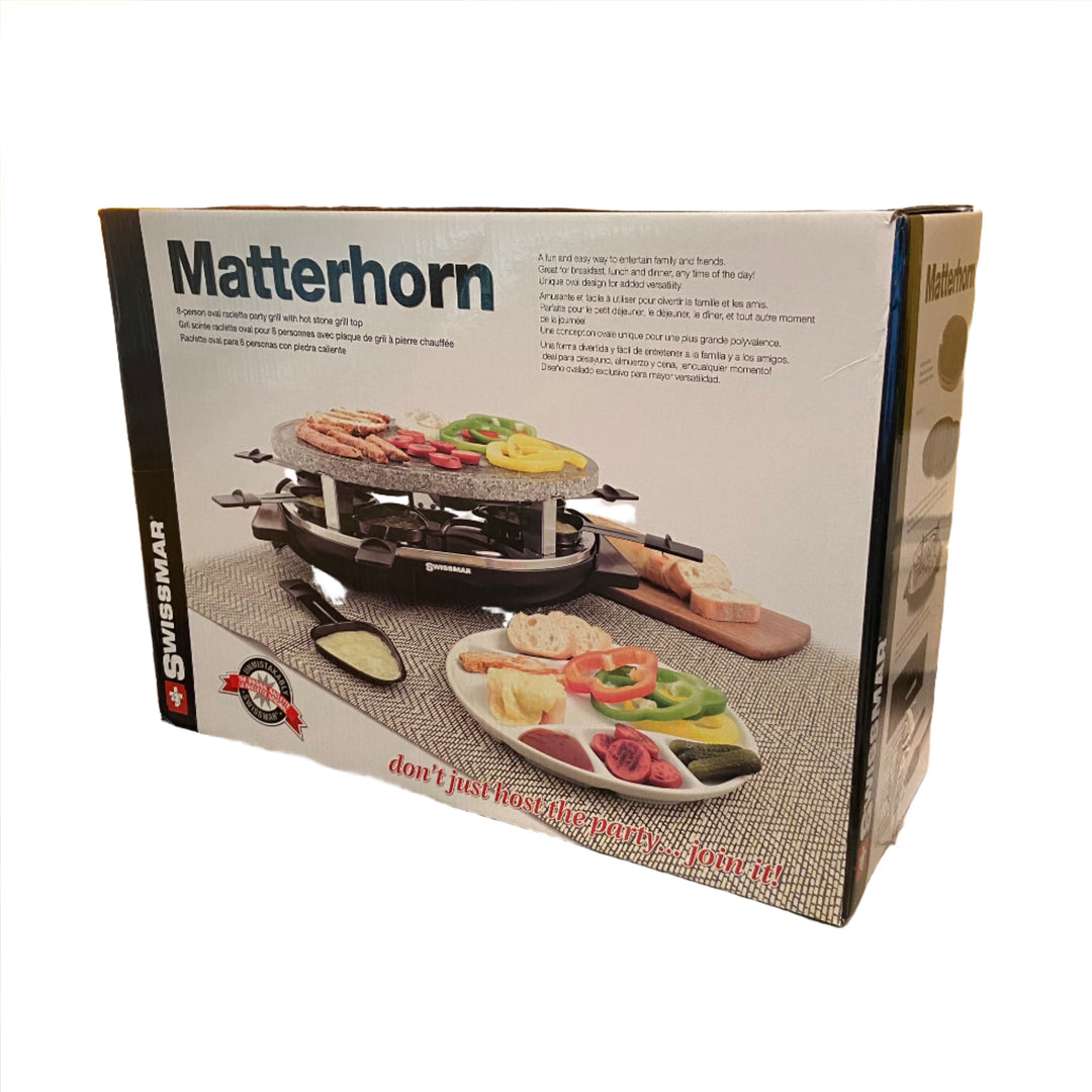 Swissmar 8 person Matterhorn Raclette Party Grill with Hot Stone Grill Top