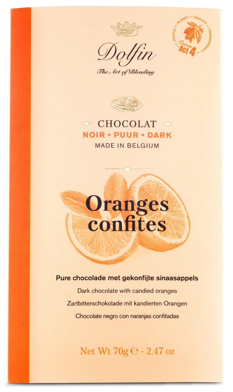 Dolfin Dark Chocolate With Candied Orange Peels 70g